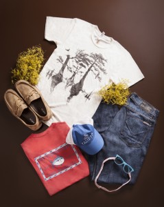 IT'S A GUY THING WHERE TO FIND: Slip-on shoe - Bayou Beau, Cypress print tee - Mr. P’s Tees,  Hudson jeans - Hemline Monroe, Sunglasses band - Pelican District, Baseball cap -  Pelican District, Southern Tide shirt - The Toggery, Sunglasses - Haik Humble Eye Center