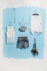 KSERA BOUTIQUE Denim shorts are summer’s essential element. Pair these shorts with this great embellished tank or mix it up with the bralette and flowy, lace-up top. Add a gladiator sandal and horn necklace to complete the looks.